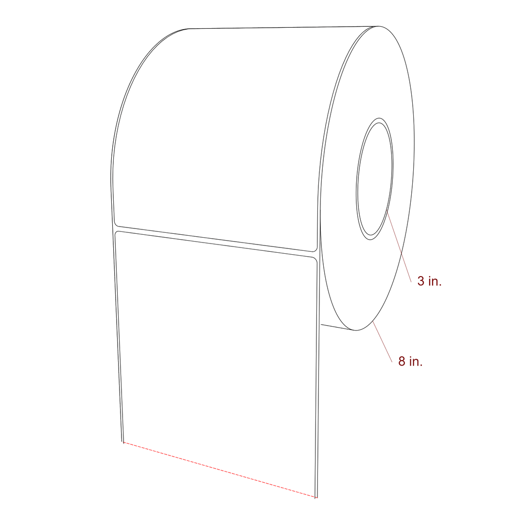 5.5 Inch x 7 Inch Rectangle Inkjet Label Roll - 3 Inch Core - 8 Inch Roll OD - 3D Perspective