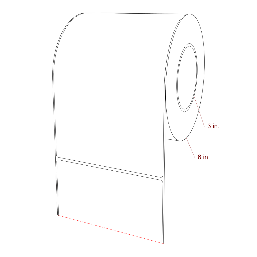 5.5 Inch x 8.5 Inch Rectangle Inkjet Label Roll - 3 Inch Core - 6 Inch Roll OD - 3D Perspective