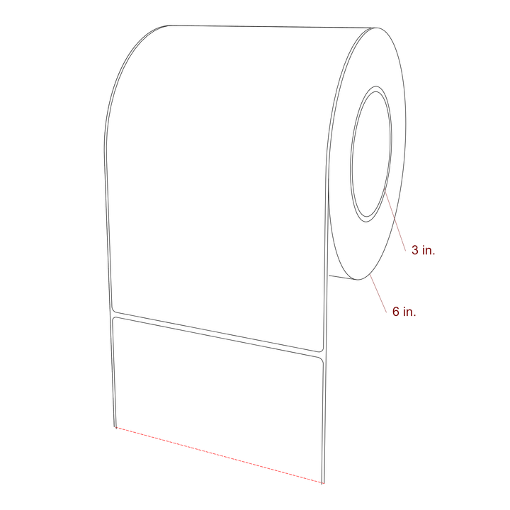 5.5 Inch x 8.5 Inch Rectangle Inkjet Label Roll - 3 Inch Core - 6 Inch Roll OD - 3D Perspective