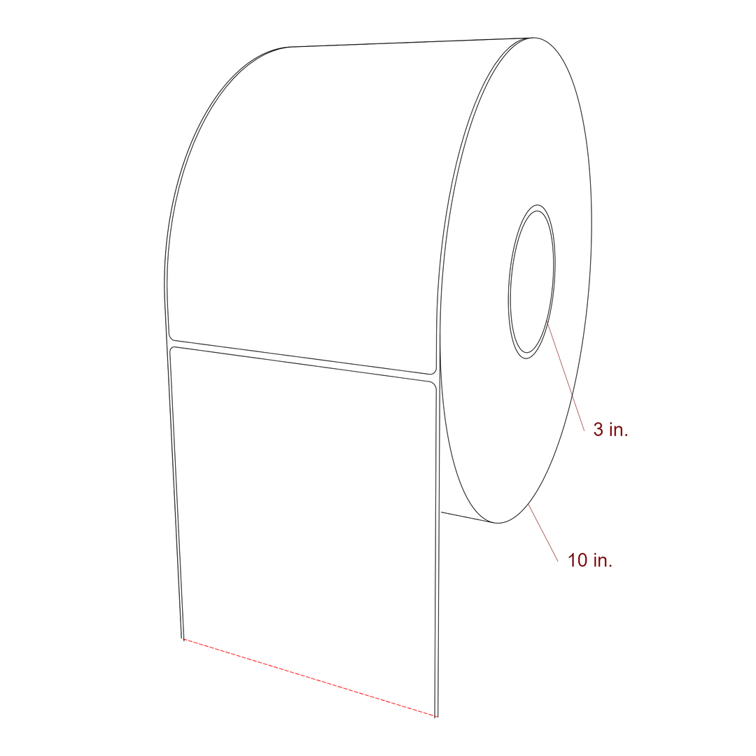 5.5 Inch x 8 Inch Rectangle Inkjet Label Roll - 3 Inch Core - 10 Inch Roll OD - 3D Perspective