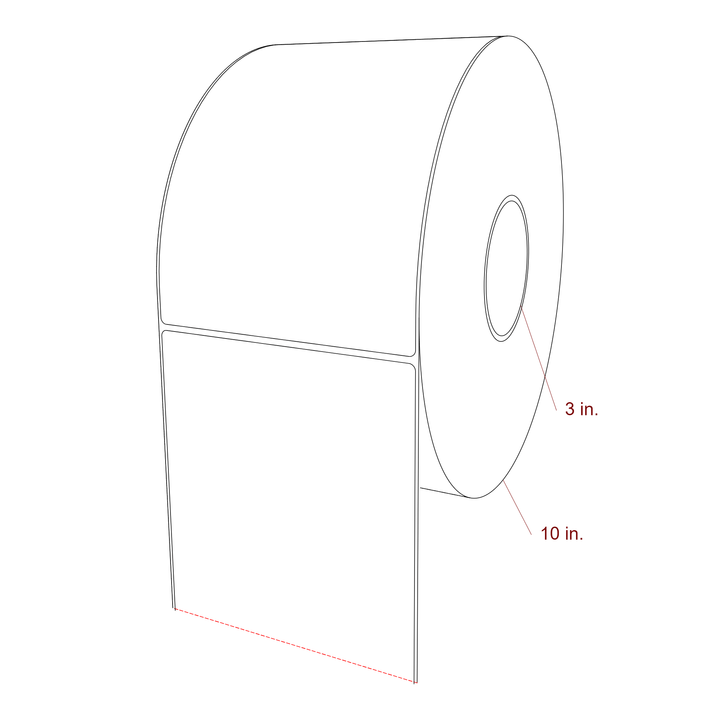 5.5 Inch x 8 Inch Rectangle Inkjet Label Roll - 3 Inch Core - 10 Inch Roll OD - 3D Perspective