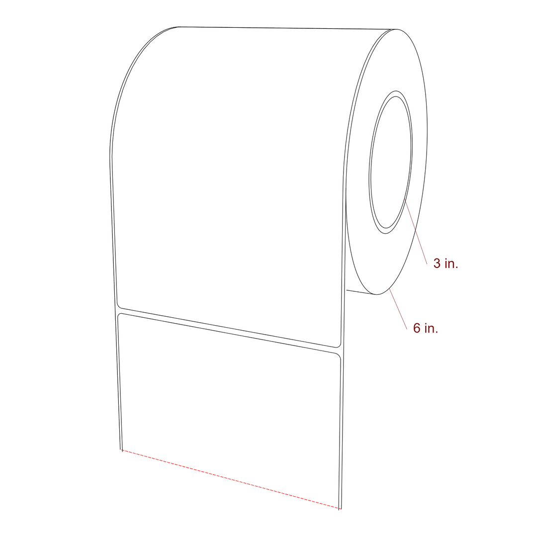 5.5 Inch x 8 Inch Rectangle Inkjet Label Roll - 3 Inch Core - 6 Inch Roll OD - 3D Perspective