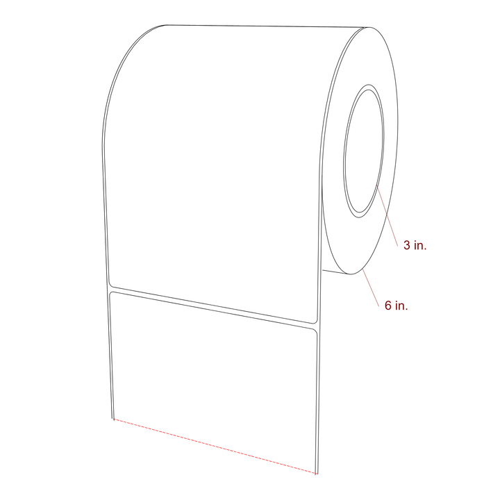 5.5 Inch x 8 Inch Rectangle Inkjet Label Roll - 3 Inch Core - 6 Inch Roll OD - 3D Perspective