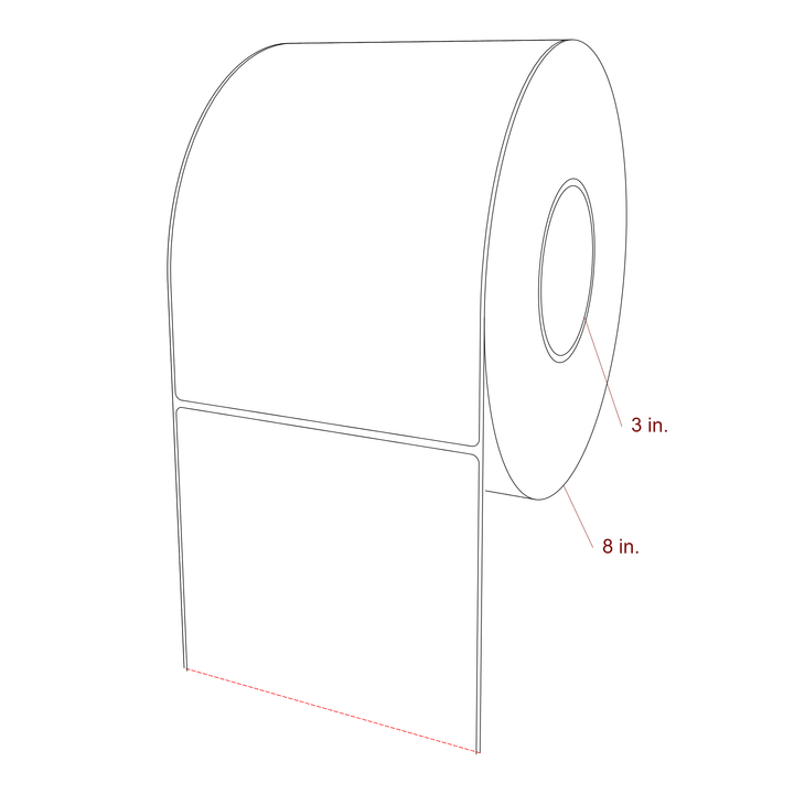 5.5 Inch x 8 Inch Rectangle Inkjet Label Roll - 3 Inch Core - 8 Inch Roll OD - 3D Perspective