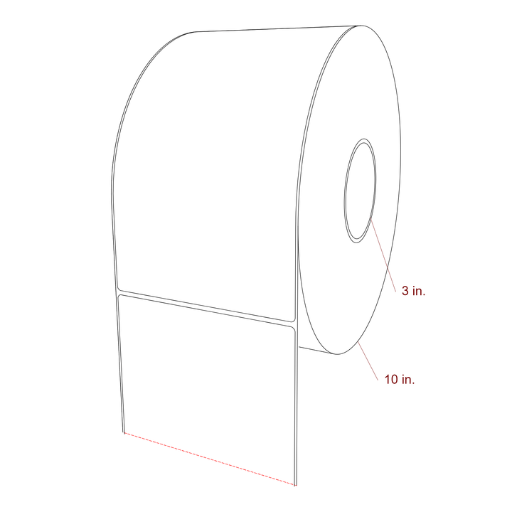 5.5 Inch x 9.75 Inch Rectangle Inkjet Label Roll - 3 Inch Core - 10 Inch Roll OD - 3D Perspective