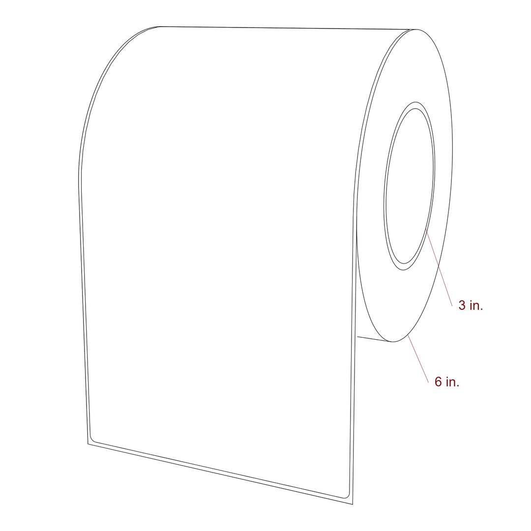 5.5 Inch x 9.75 Inch Rectangle Inkjet Label Roll - 3 Inch Core - 6 Inch Roll OD - 3D Perspective