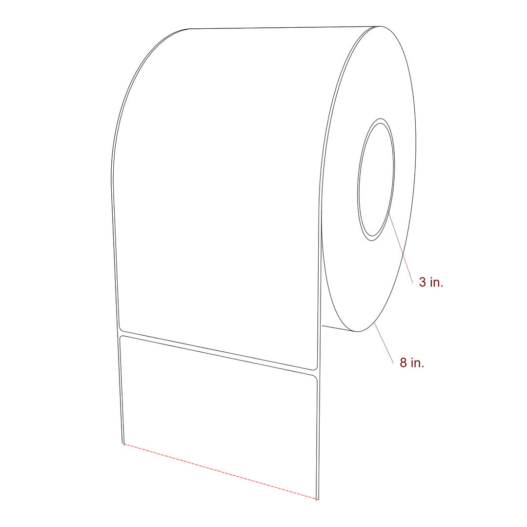 5.5 Inch x 9.75 Inch Rectangle Inkjet Label Roll - 3 Inch Core - 8 Inch Roll OD - 3D Perspective