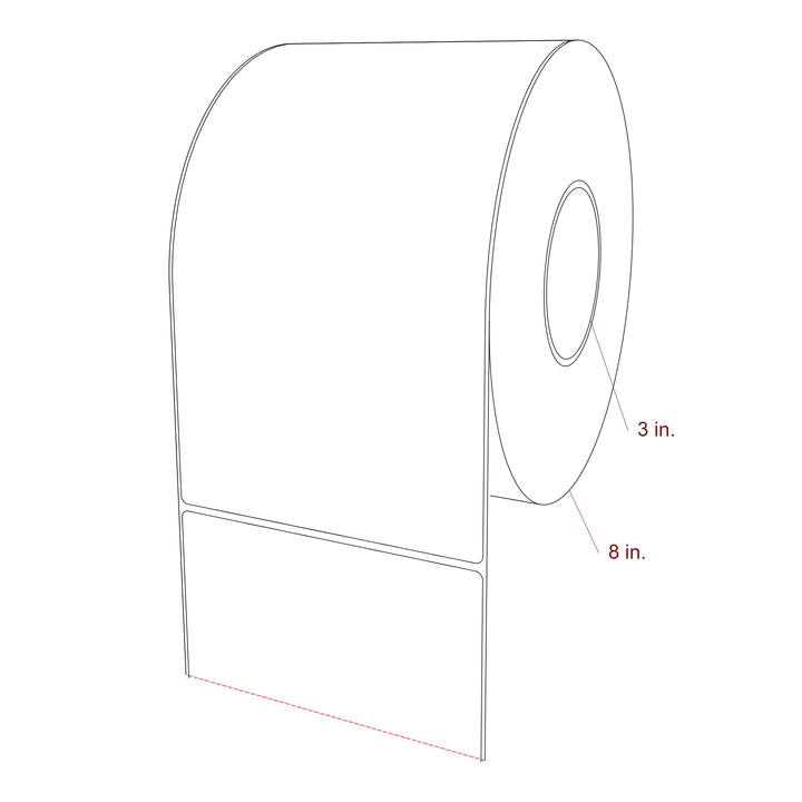 5.5 Inch x 9.75 Inch Rectangle Inkjet Label Roll - 3 Inch Core - 8 Inch Roll OD - 3D Perspective