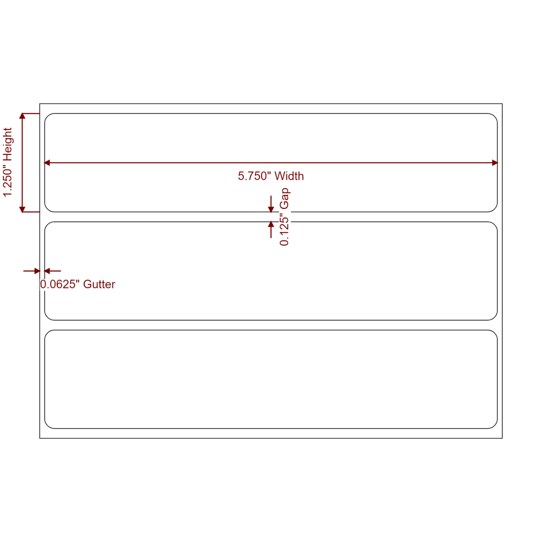 5.75 Inch x 1.25 Inch Rectangle Inkjet Label Roll - 2D Drawing