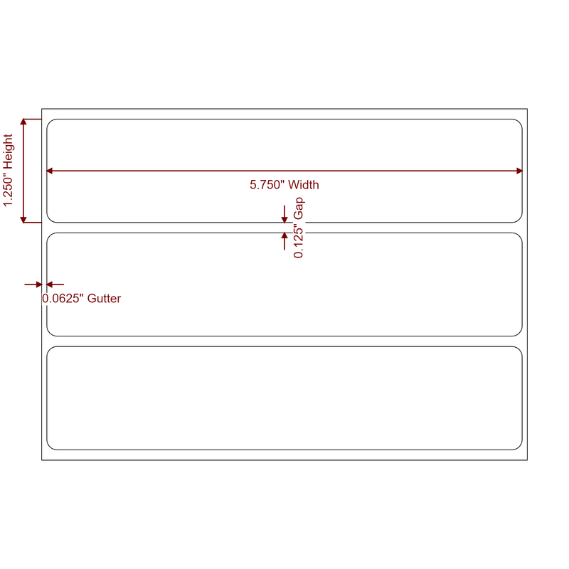 5.75" x 1.25" Inkjet Label Rolls | Fits Epson ColorWorks, VIPColor & Primera - Label Diagram