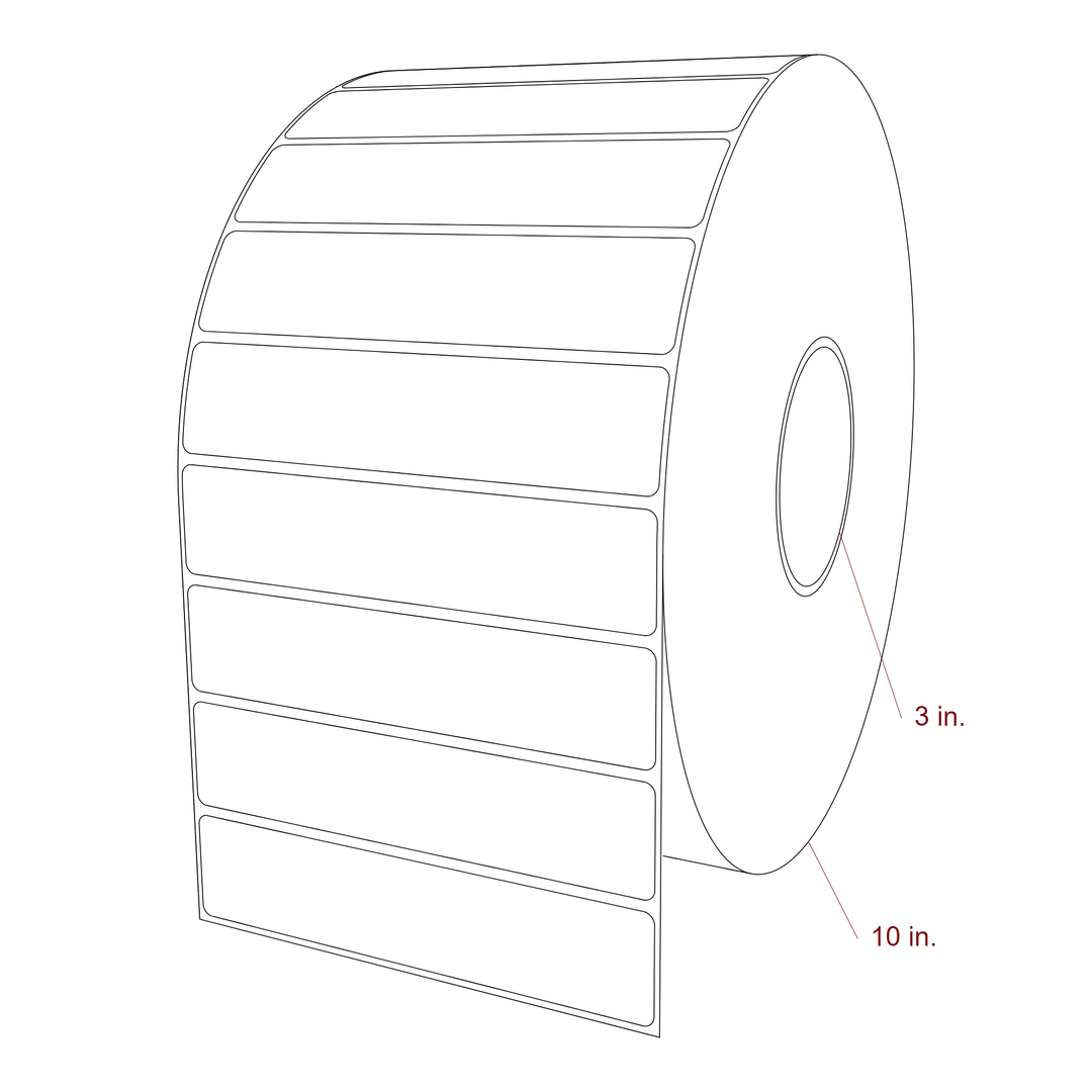 5.75 Inch x 1.25 Inch Rectangle Inkjet Label Roll - 3 Inch Core - 10 Inch Roll OD - 3D Perspective