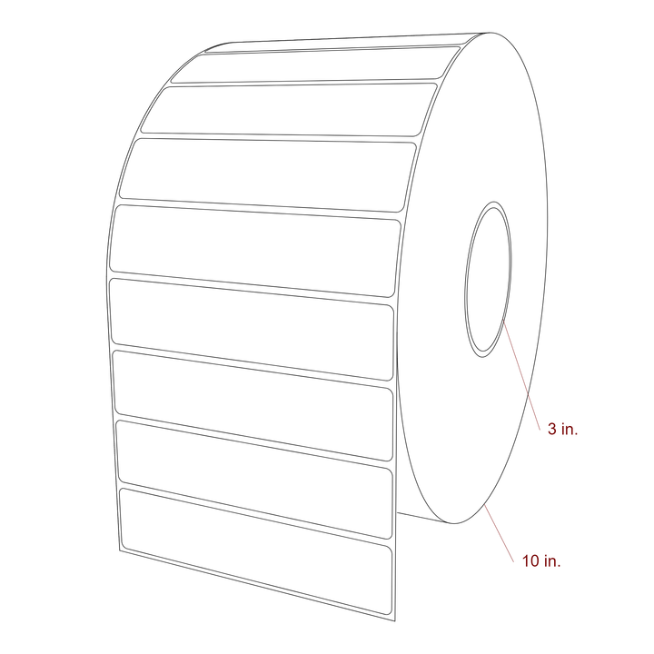 5.75 Inch x 1.25 Inch Rectangle Inkjet Label Roll - 3 Inch Core - 10 Inch Roll OD - 3D Perspective