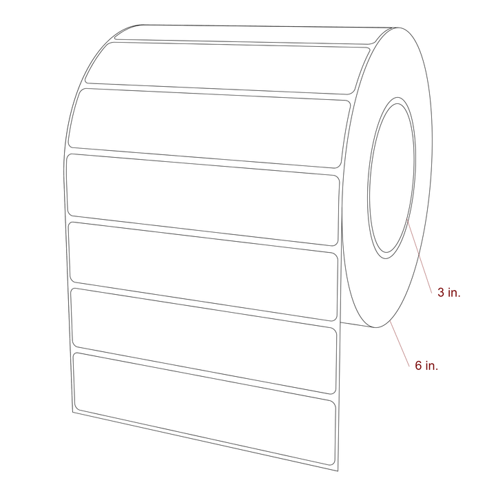 5.75 Inch x 1.25 Inch Rectangle Inkjet Label Roll - 3 Inch Core - 6 Inch Roll OD - 3D Perspective