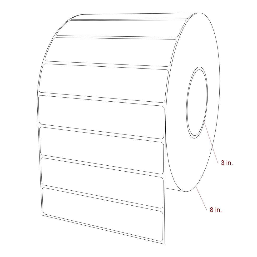 5.75 Inch x 1.25 Inch Rectangle Inkjet Label Roll - 3 Inch Core - 8 Inch Roll OD - 3D Perspective