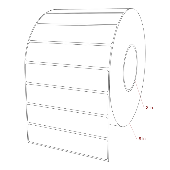 5.75 Inch x 1.25 Inch Rectangle Inkjet Label Roll - 3 Inch Core - 8 Inch Roll OD - 3D Perspective