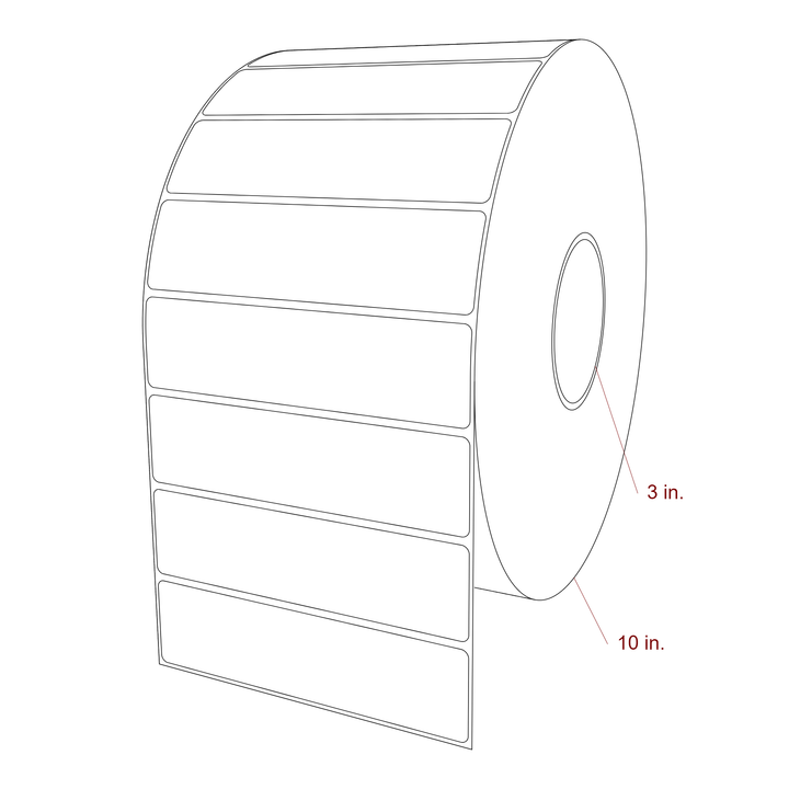 5.75 Inch x 1.5 Inch Rectangle Inkjet Label Roll - 3 Inch Core - 10 Inch Roll OD - 3D Perspective