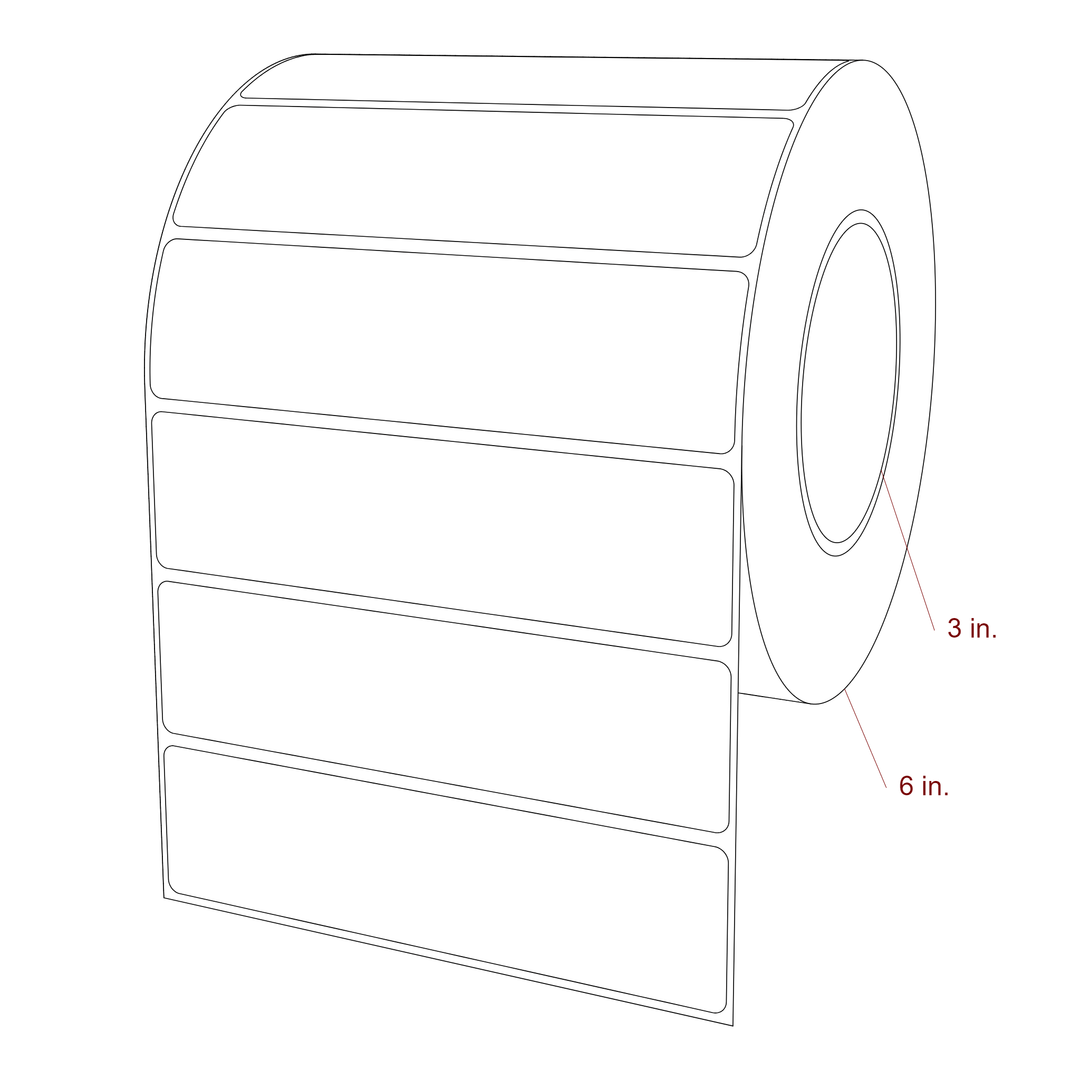 5.75 Inch x 1.5 Inch Rectangle Inkjet Label Roll - 3 Inch Core - 6 Inch Roll OD - 3D Perspective