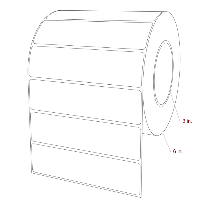 5.75 Inch x 1.5 Inch Rectangle Inkjet Label Roll - 3 Inch Core - 6 Inch Roll OD - 3D Perspective
