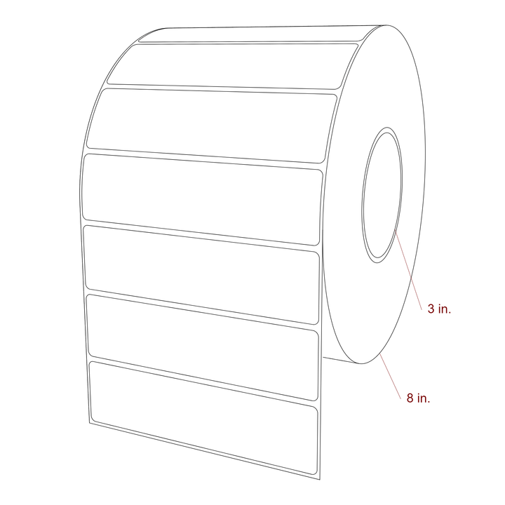 5.75 Inch x 1.5 Inch Rectangle Inkjet Label Roll - 3 Inch Core - 8 Inch Roll OD - 3D Perspective