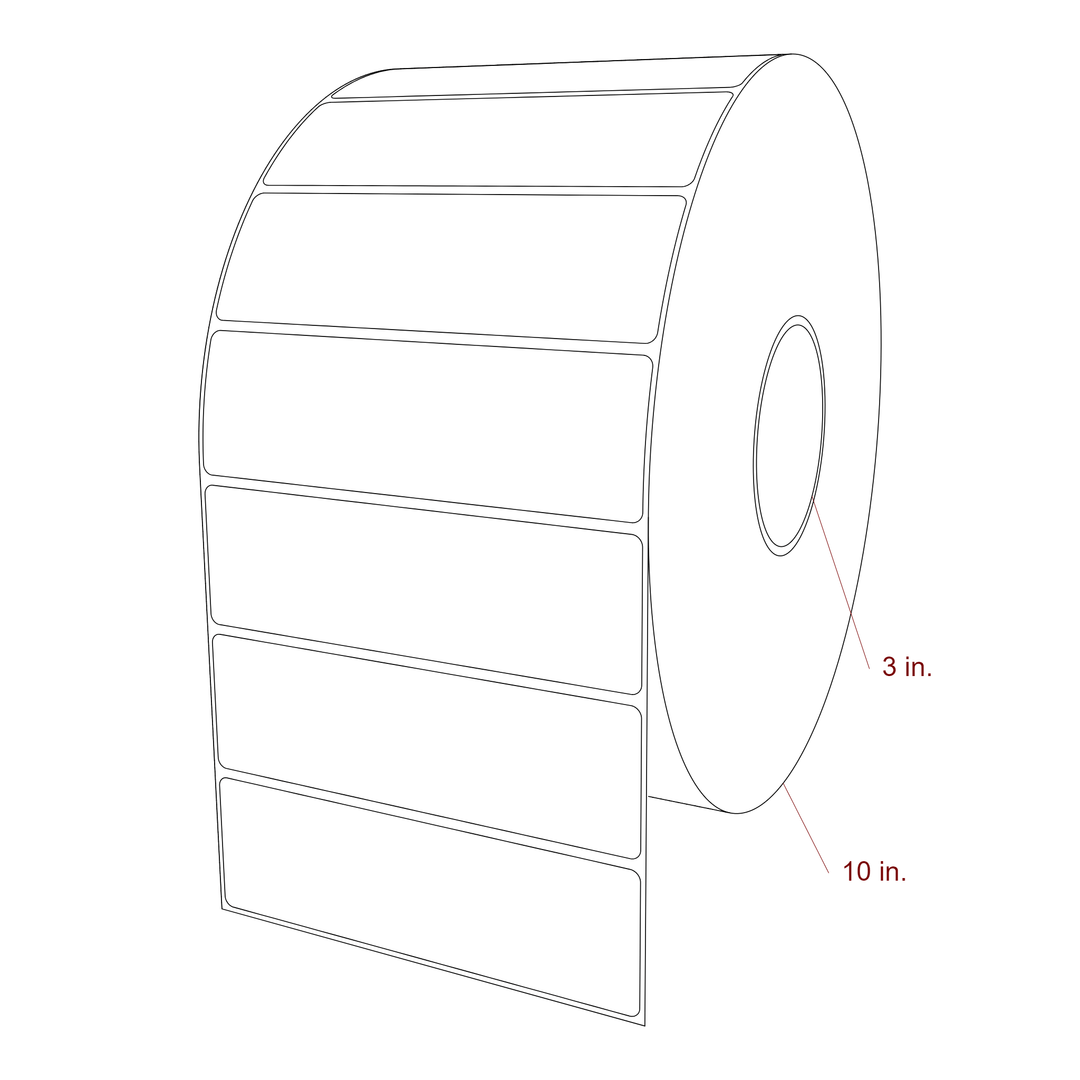 5.75 Inch x 1.75 Inch Rectangle Inkjet Label Roll - 3 Inch Core - 10 Inch Roll OD - 3D Perspective