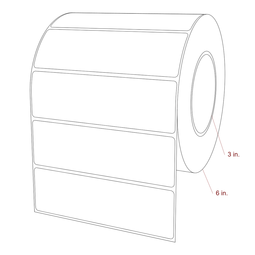 5.75 Inch x 1.75 Inch Rectangle Inkjet Label Roll - 3 Inch Core - 6 Inch Roll OD - 3D Perspective