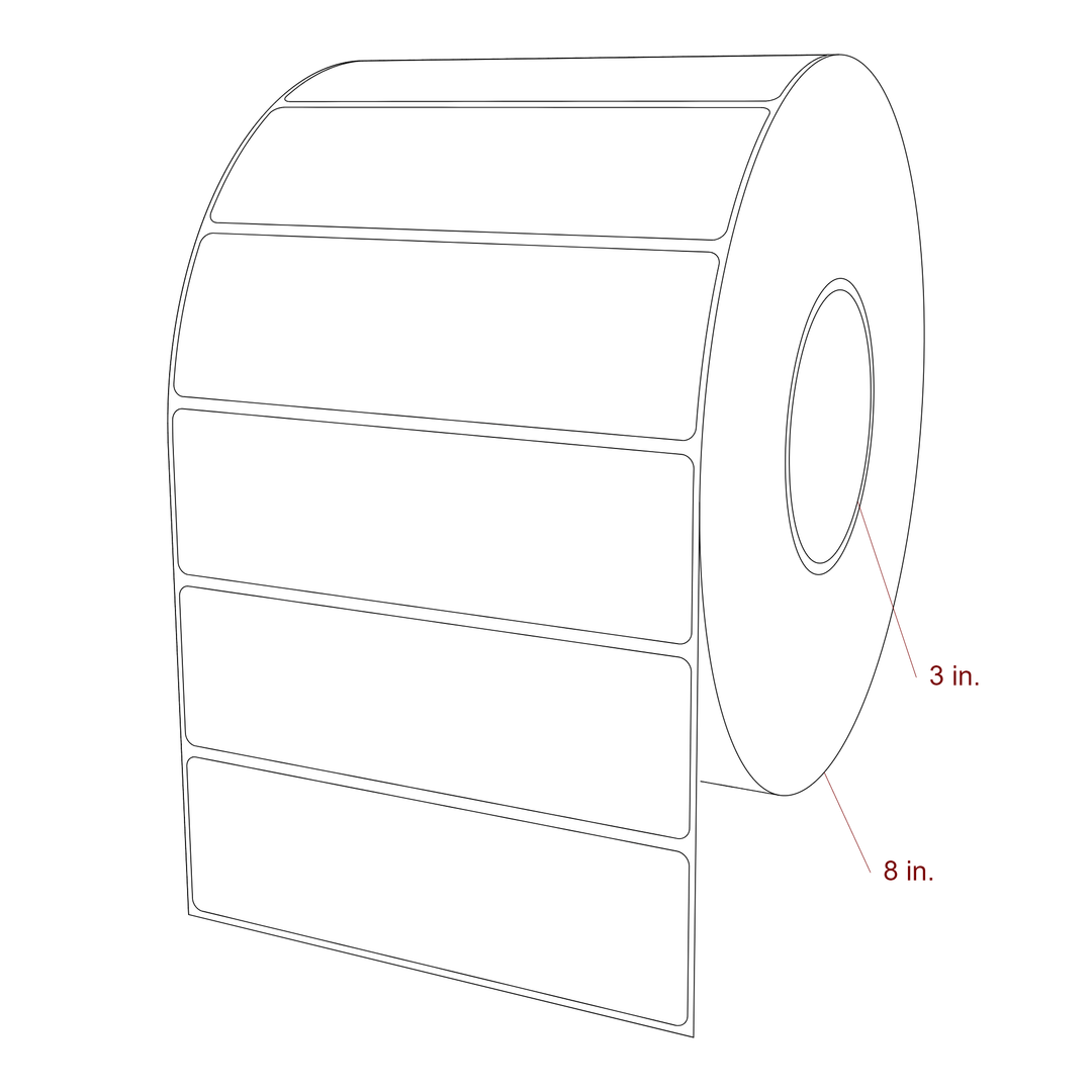 5.75 Inch x 1.75 Inch Rectangle Inkjet Label Roll - 3 Inch Core - 8 Inch Roll OD - 3D Perspective