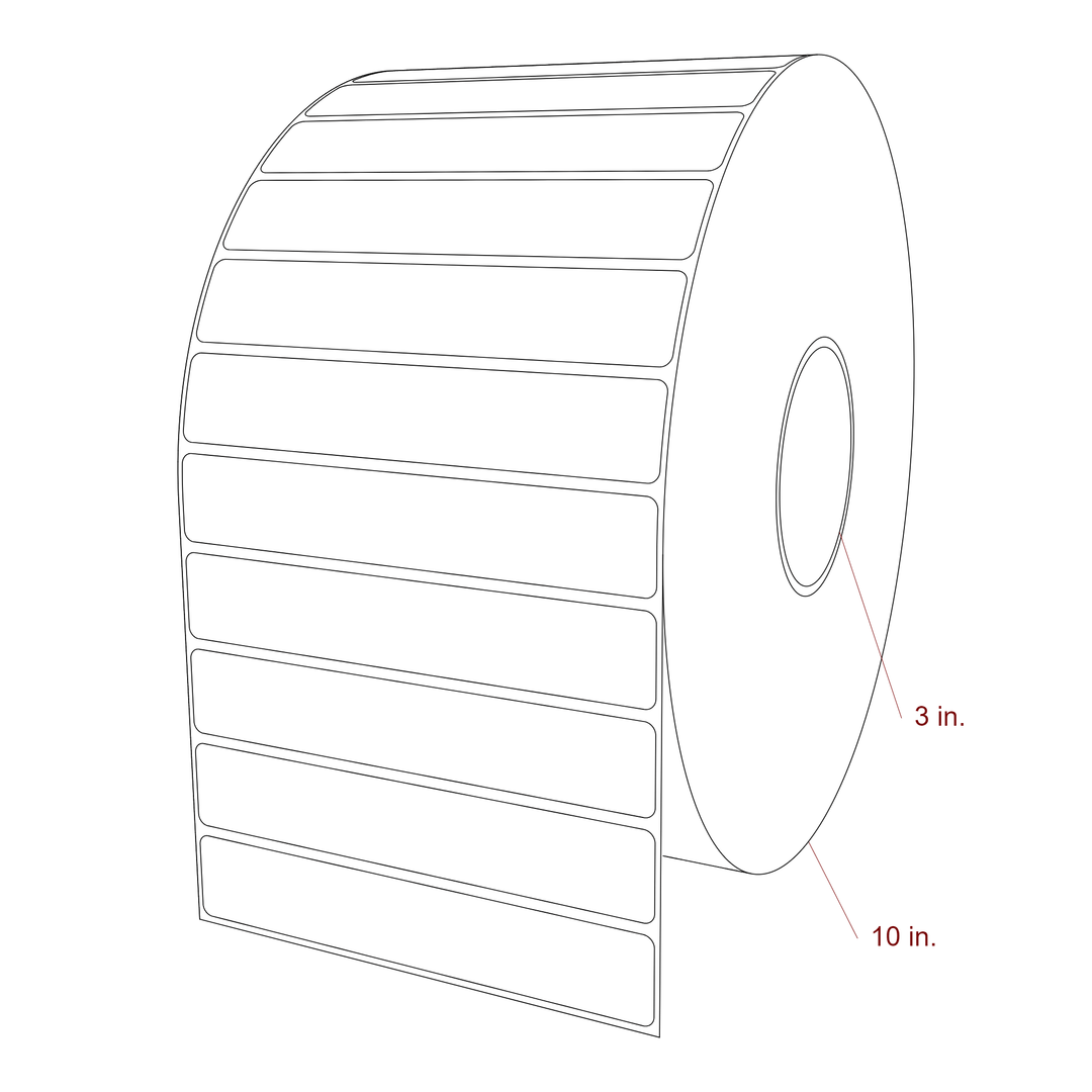 5.75 Inch x 1 Inch Rectangle Inkjet Label Roll - 3 Inch Core - 10 Inch Roll OD - 3D Perspective