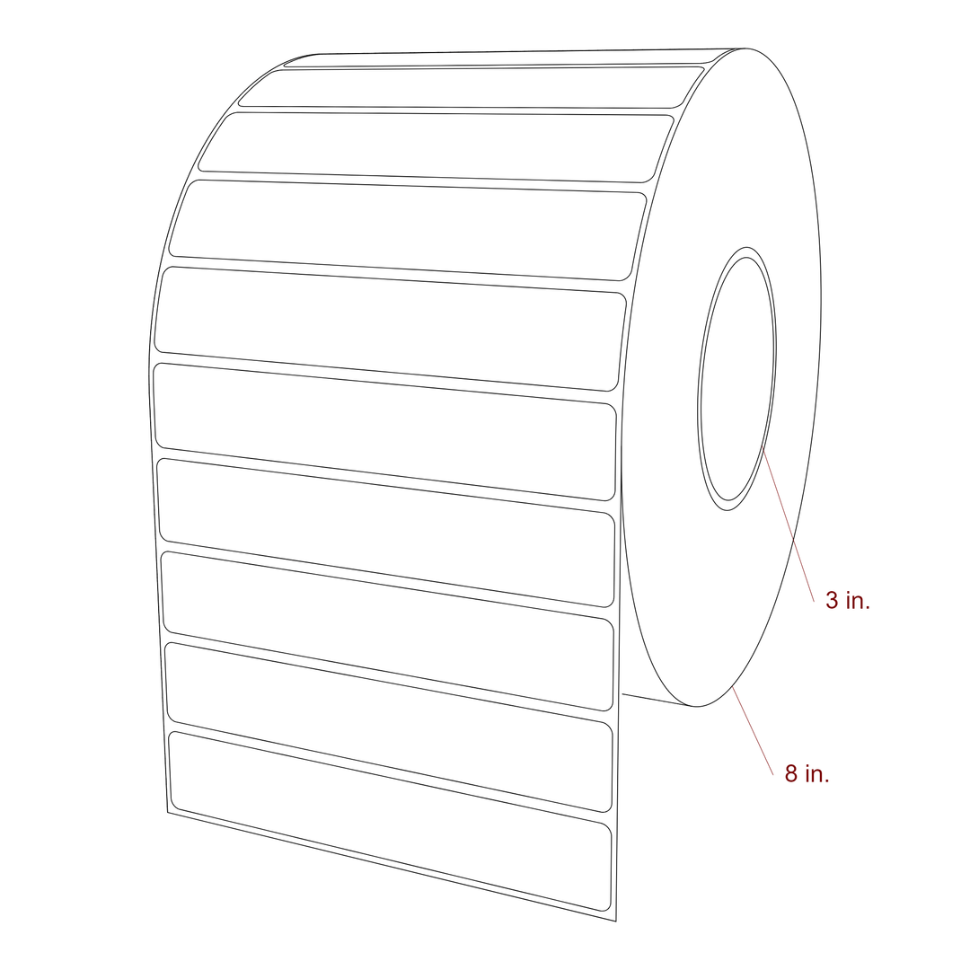 5.75 Inch x 1 Inch Rectangle Inkjet Label Roll - 3 Inch Core - 8 Inch Roll OD - 3D Perspective