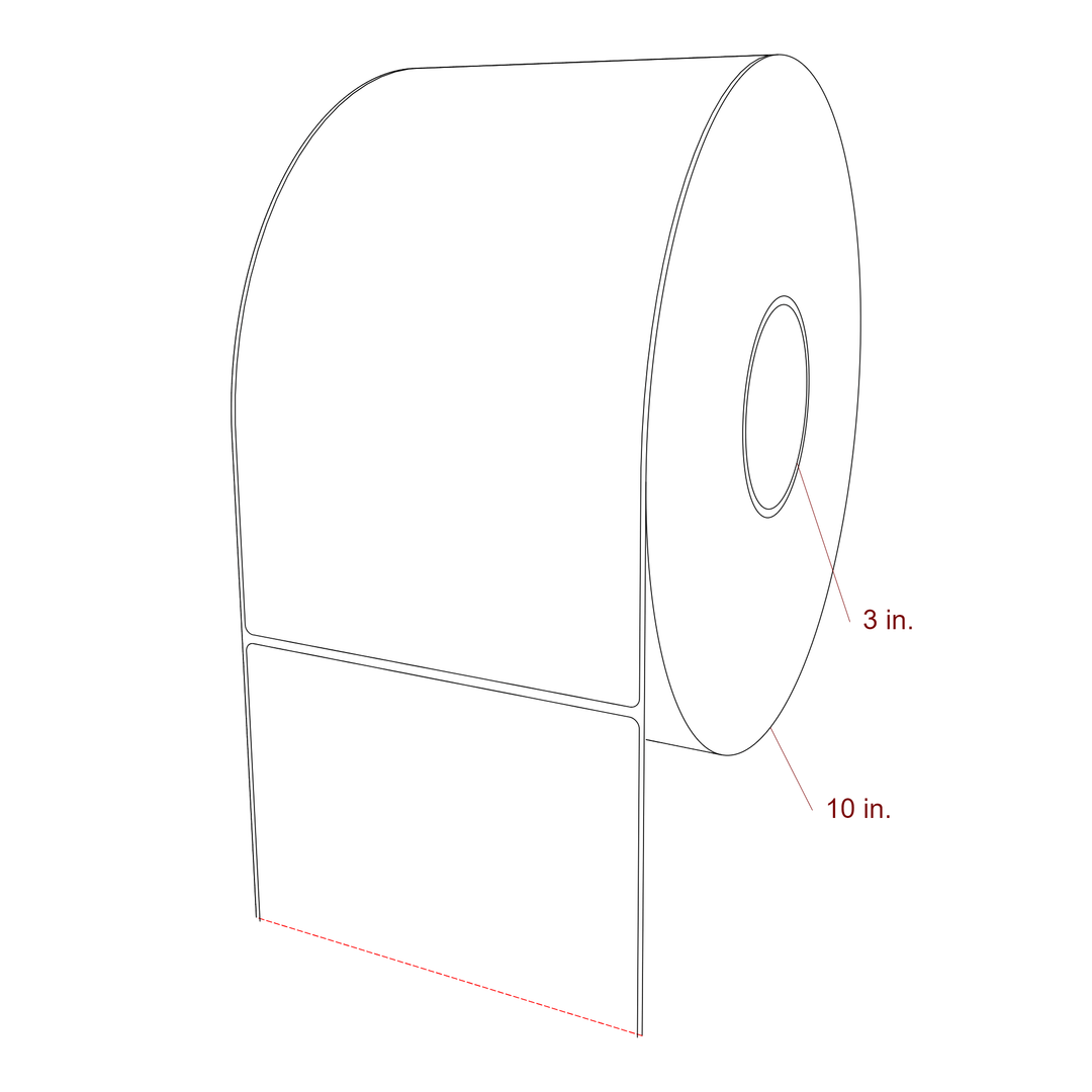 5.75 Inch x 10 Inch Rectangle Inkjet Label Roll - 3 Inch Core - 10 Inch Roll OD - 3D Perspective