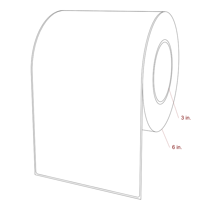 5.75 Inch x 10 Inch Rectangle Inkjet Label Roll - 3 Inch Core - 6 Inch Roll OD - 3D Perspective