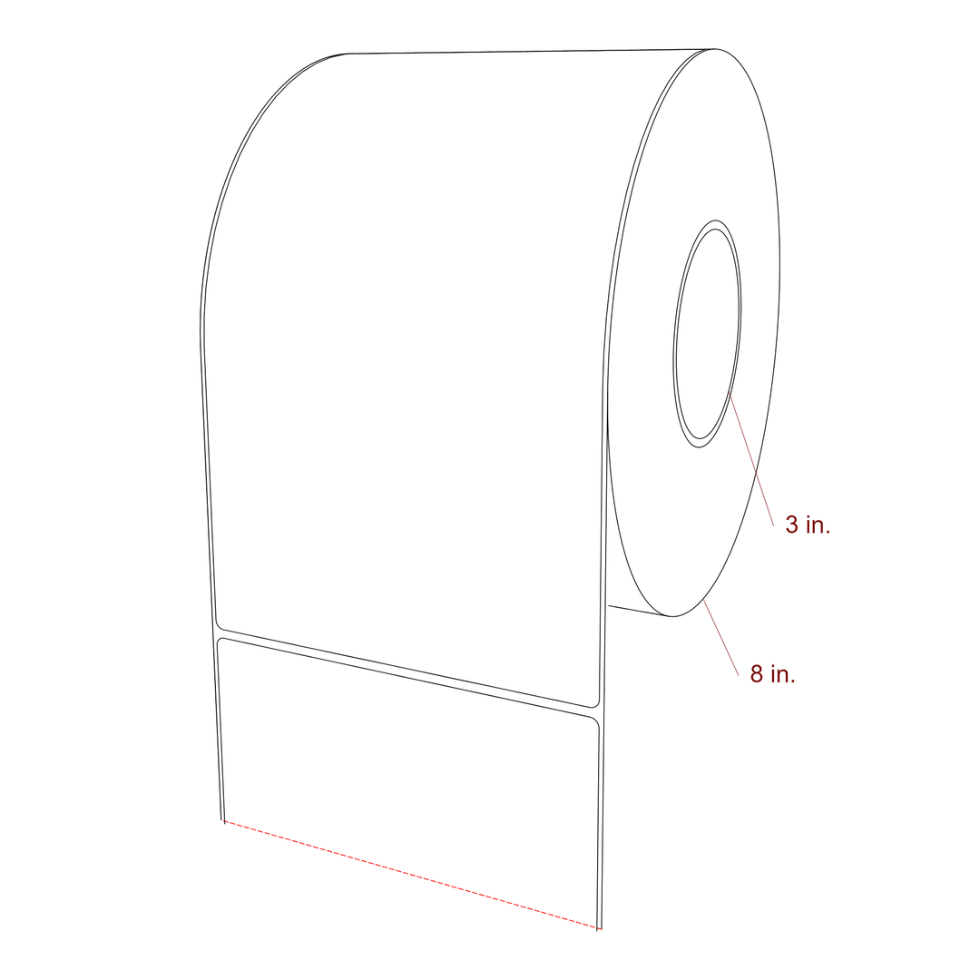 5.75 Inch x 10 Inch Rectangle Inkjet Label Roll - 3 Inch Core - 8 Inch Roll OD - 3D Perspective