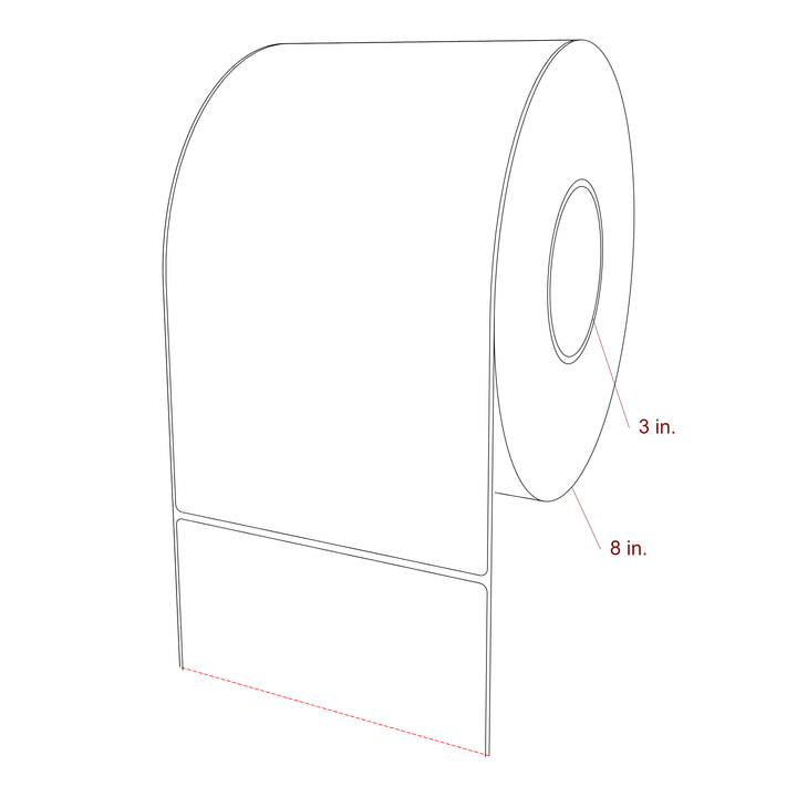 5.75 Inch x 10 Inch Rectangle Inkjet Label Roll - 3 Inch Core - 8 Inch Roll OD - 3D Perspective