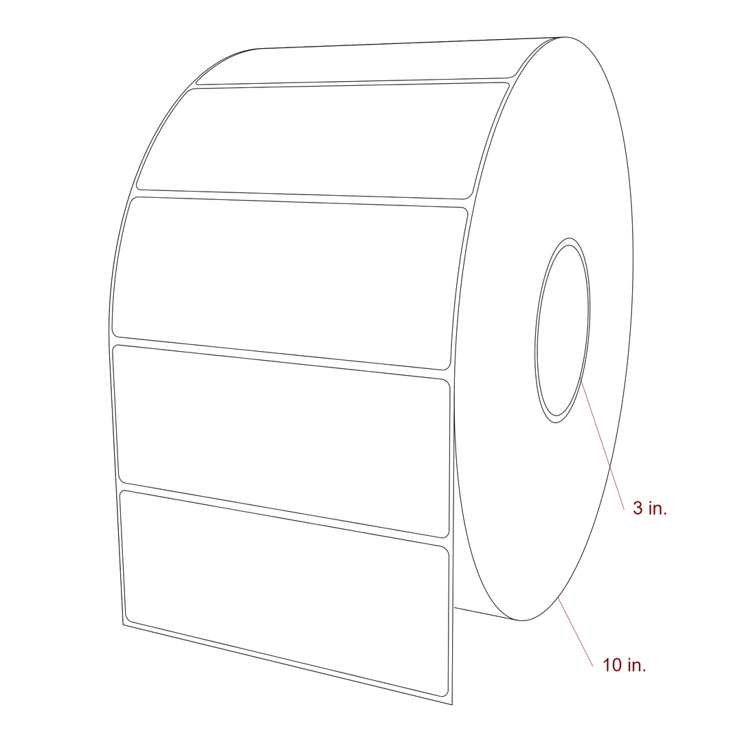 5.75 Inch x 2.25 Inch Rectangle Inkjet Label Roll - 3 Inch Core - 10 Inch Roll OD - 3D Perspective