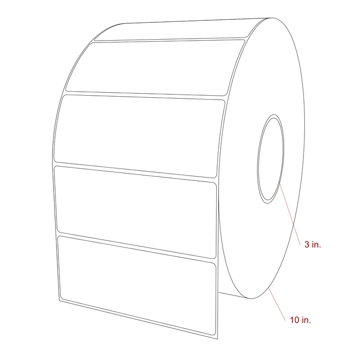 5.75 Inch x 2.25 Inch Rectangle Inkjet Label Roll - 3 Inch Core - 10 Inch Roll OD - 3D Perspective