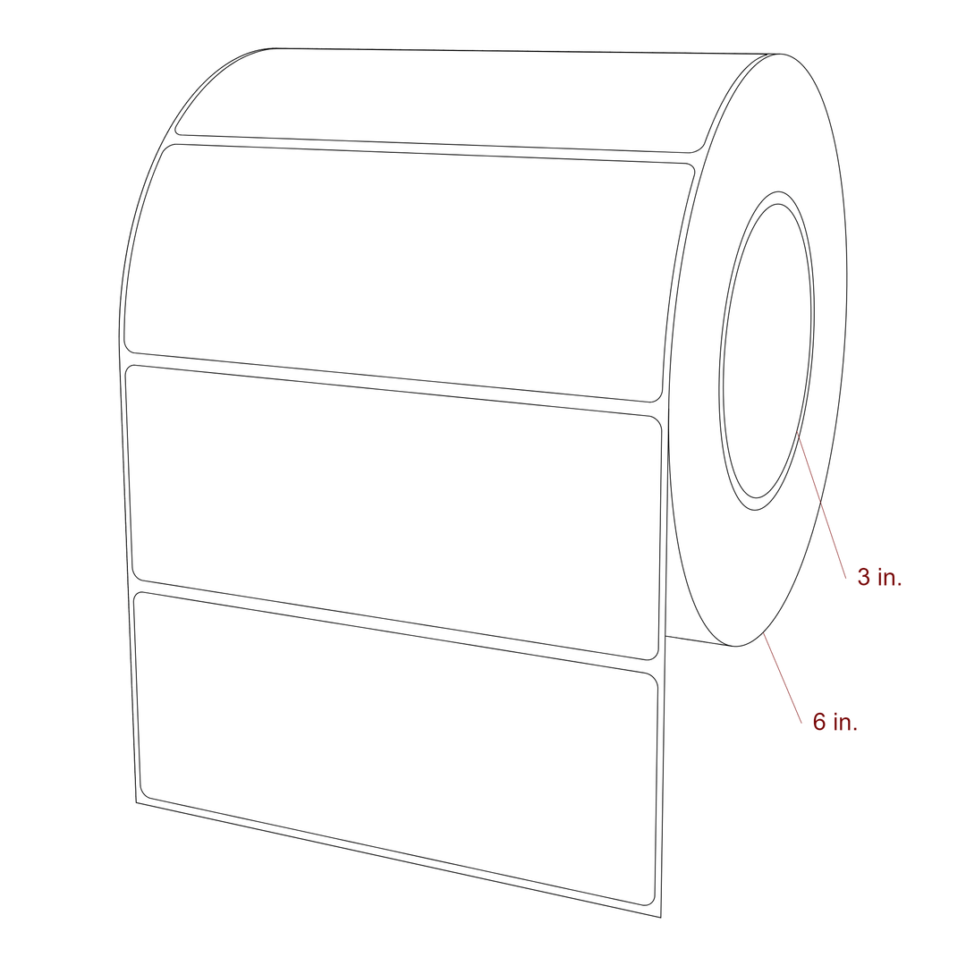 5.75 Inch x 2.25 Inch Rectangle Inkjet Label Roll - 3 Inch Core - 6 Inch Roll OD - 3D Perspective