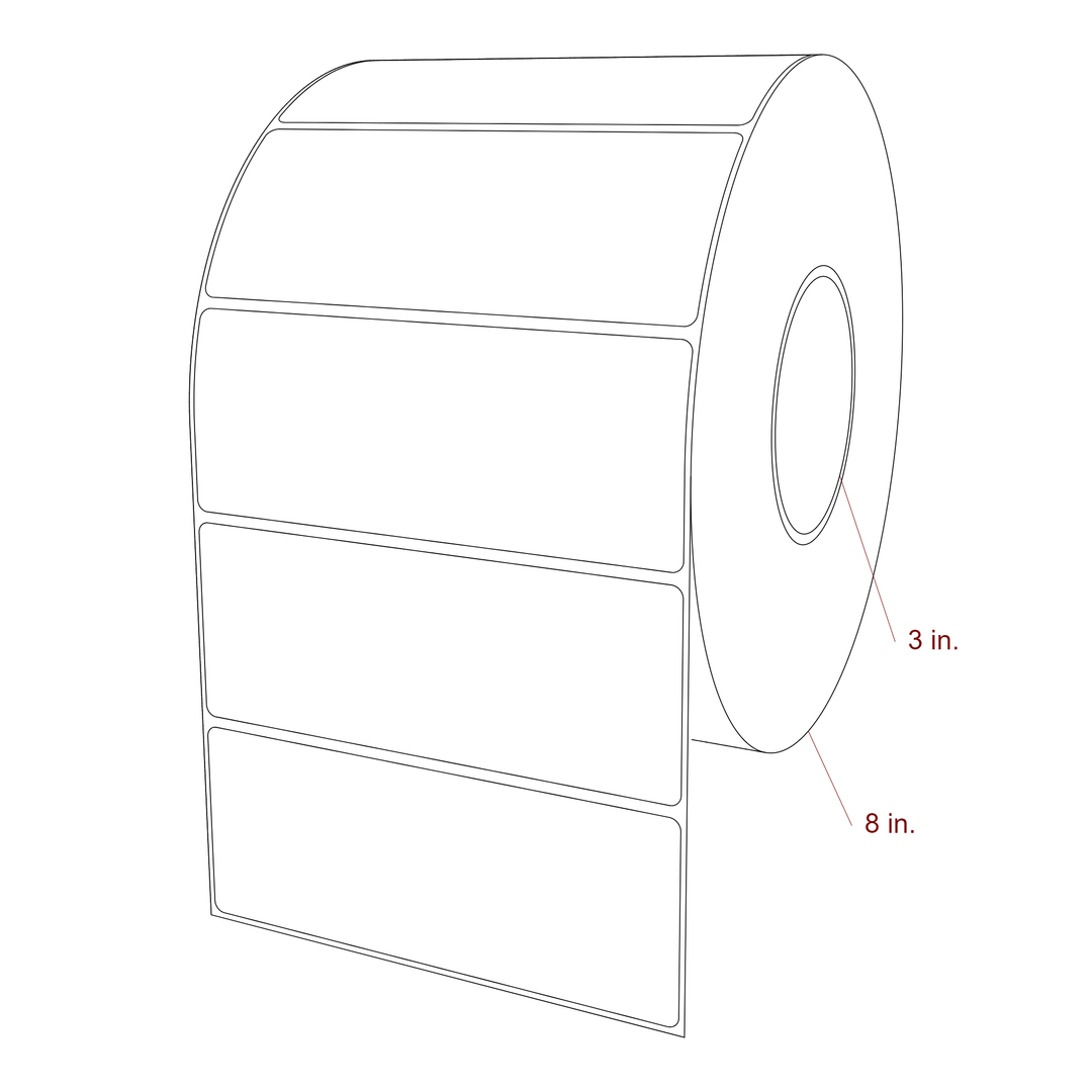 5.75 Inch x 2.25 Inch Rectangle Inkjet Label Roll - 3 Inch Core - 8 Inch Roll OD - 3D Perspective