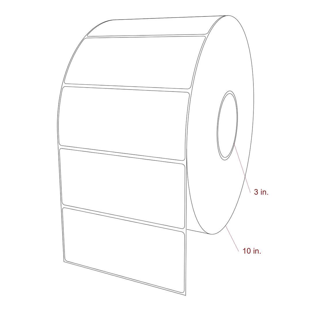5.75 Inch x 2.5 Inch Rectangle Inkjet Label Roll - 3 Inch Core - 10 Inch Roll OD - 3D Perspective