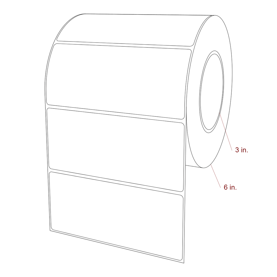 5.75 Inch x 2.5 Inch Rectangle Inkjet Label Roll - 3 Inch Core - 6 Inch Roll OD - 3D Perspective