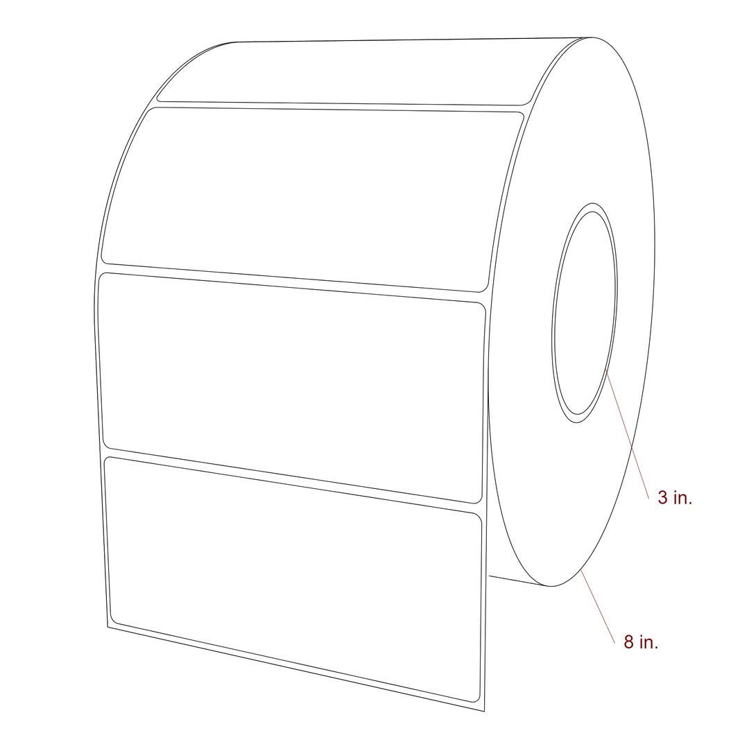 5.75 Inch x 2.5 Inch Rectangle Inkjet Label Roll - 3 Inch Core - 8 Inch Roll OD - 3D Perspective