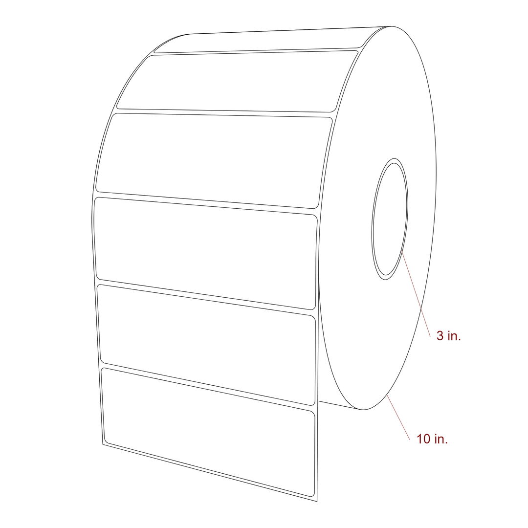5.75 Inch x 2 Inch Rectangle Inkjet Label Roll - 3 Inch Core - 10 Inch Roll OD - 3D Perspective