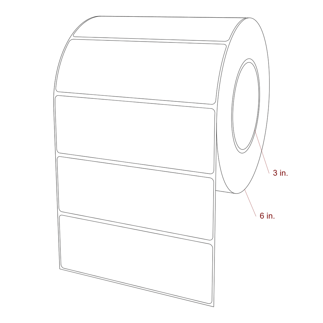 5.75 Inch x 2 Inch Rectangle Inkjet Label Roll - 3 Inch Core - 6 Inch Roll OD - 3D Perspective