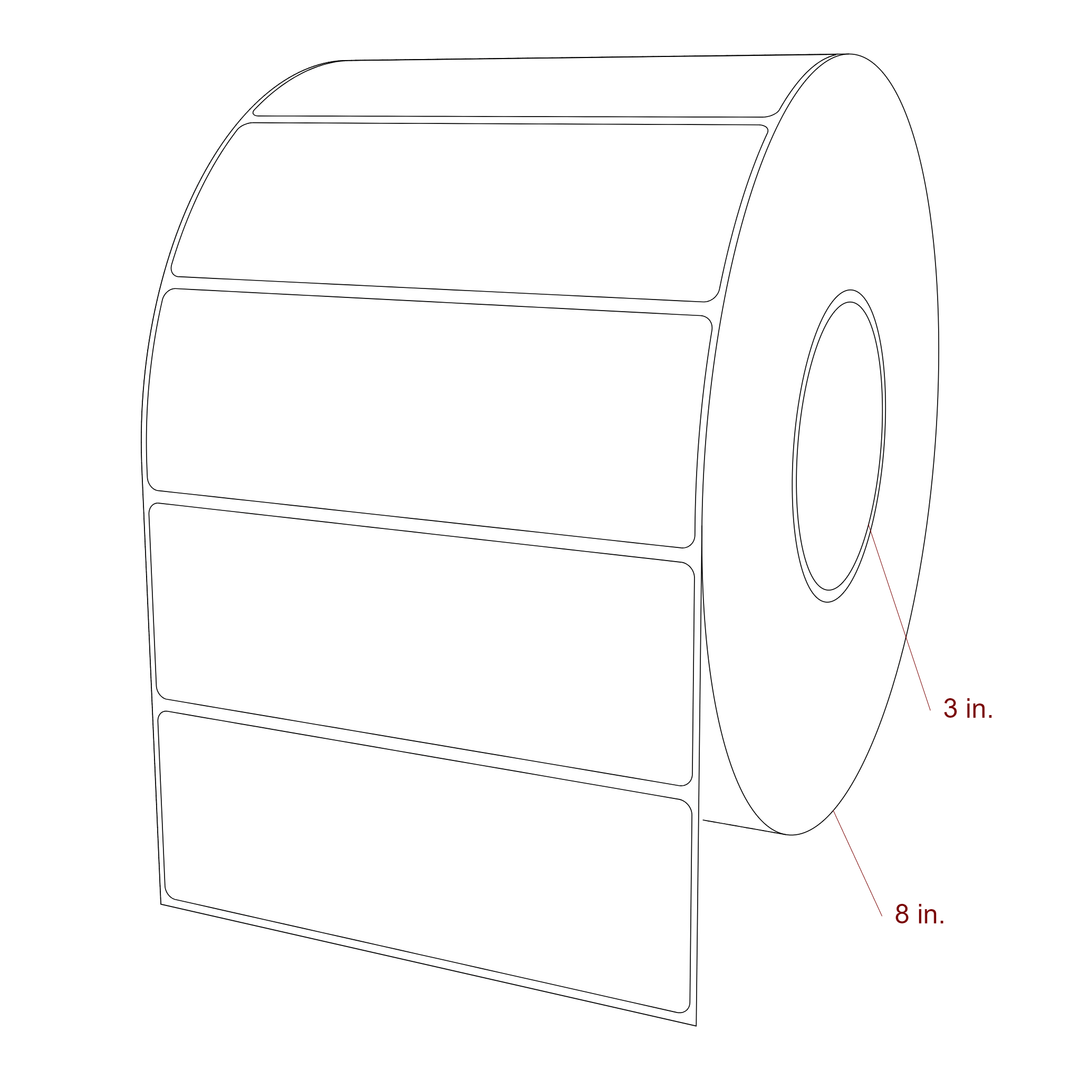 5.75 Inch x 2 Inch Rectangle Inkjet Label Roll - 3 Inch Core - 8 Inch Roll OD - 3D Perspective