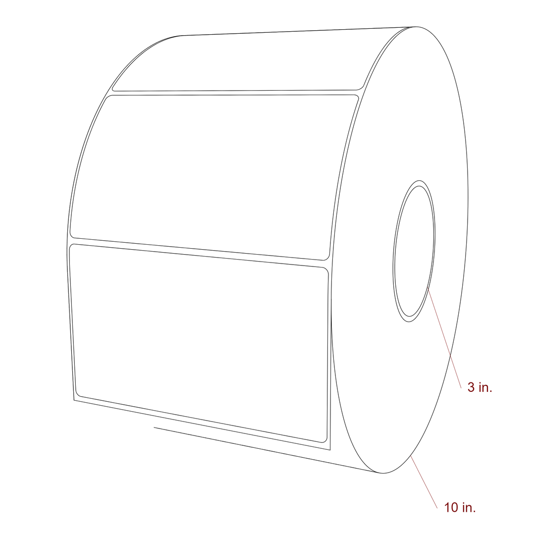 5.75 Inch x 3.25 Inch Rectangle Inkjet Label Roll - 3 Inch Core - 10 Inch Roll OD - 3D Perspective