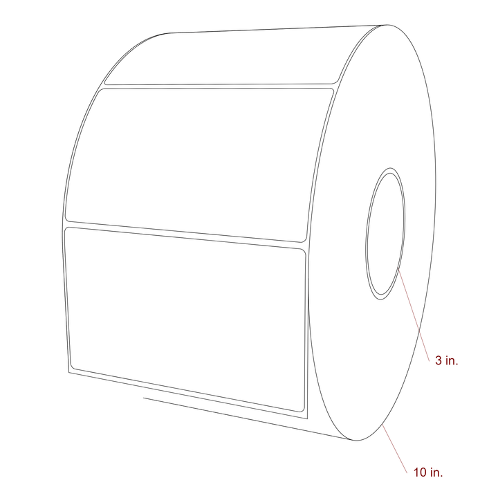 5.75 Inch x 3.25 Inch Rectangle Inkjet Label Roll - 3 Inch Core - 10 Inch Roll OD - 3D Perspective