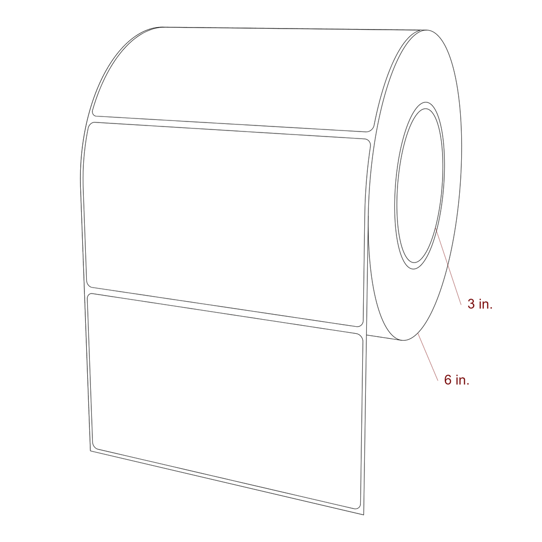 5.75 Inch x 3.25 Inch Rectangle Inkjet Label Roll - 3 Inch Core - 6 Inch Roll OD - 3D Perspective