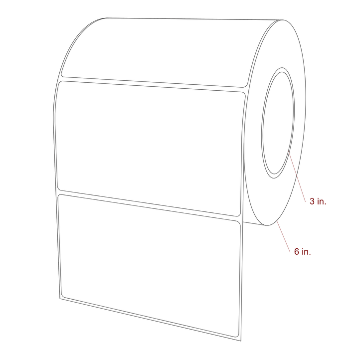 5.75 Inch x 3.25 Inch Rectangle Inkjet Label Roll - 3 Inch Core - 6 Inch Roll OD - 3D Perspective