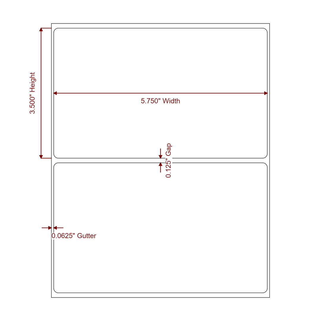 5.75 Inch x 3.5 Inch Rectangle Inkjet Label Roll - 2D Drawing