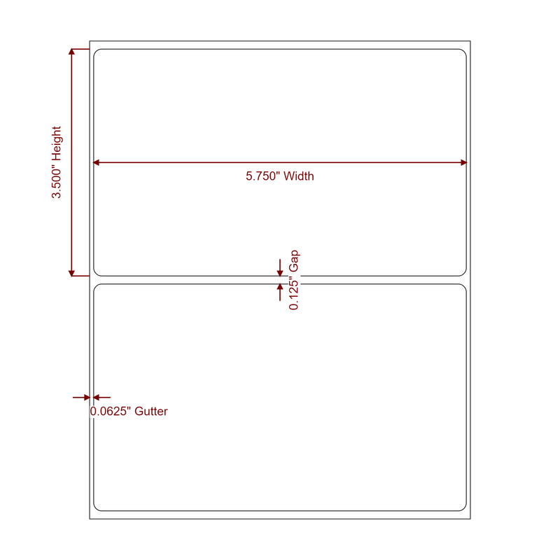 5.75" x 3.5" Inkjet Label Rolls | Fits Epson ColorWorks, VIPColor & Primera - Label Diagram