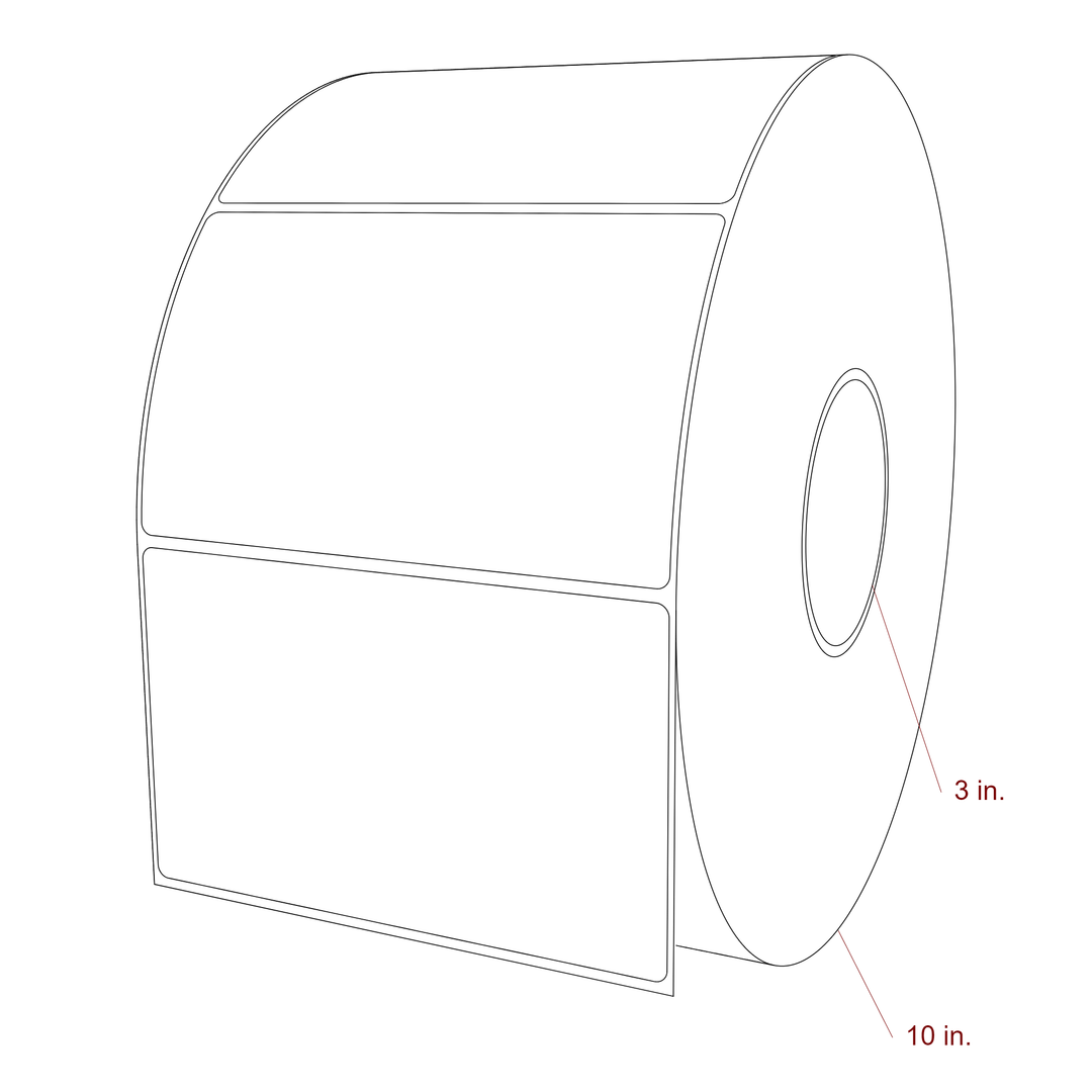 5.75 Inch x 3.5 Inch Rectangle Inkjet Label Roll - 3 Inch Core - 10 Inch Roll OD - 3D Perspective