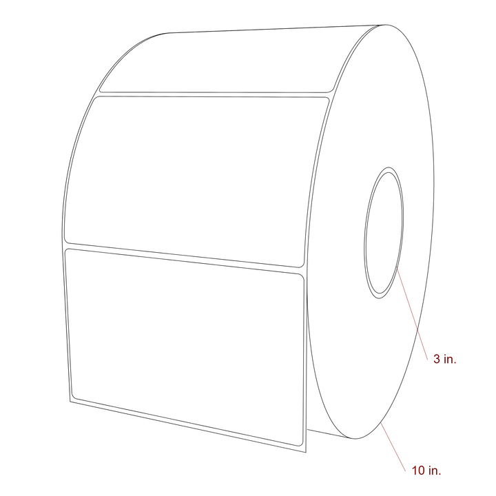 5.75 Inch x 3.5 Inch Rectangle Inkjet Label Roll - 3 Inch Core - 10 Inch Roll OD - 3D Perspective